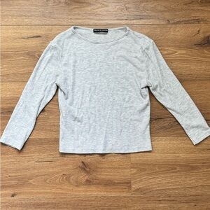 Brandy Melville Heather Gray Ribbed 3/4 Sleeve Top